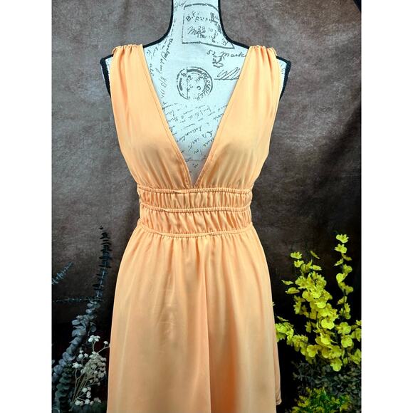 Semi Backless Sleeveless Gathered Waist Vero Moda Bonni Catch Mini Dress OrangeM - Picture 4 of 16